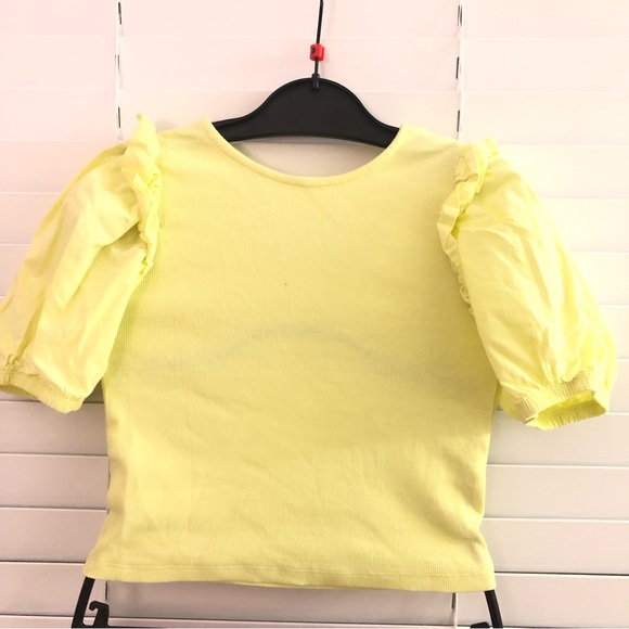 Zara Girls wide leg pleated  pants tie dye pattern & puffy shoulder tee set of 3 - Picture 14 of 15